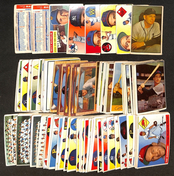 Lot of (100+) 1952-1956 Topps & Bowman Baseball Cards w. 1955 Topps Billy Herman & 1955 Topps Al Rosen