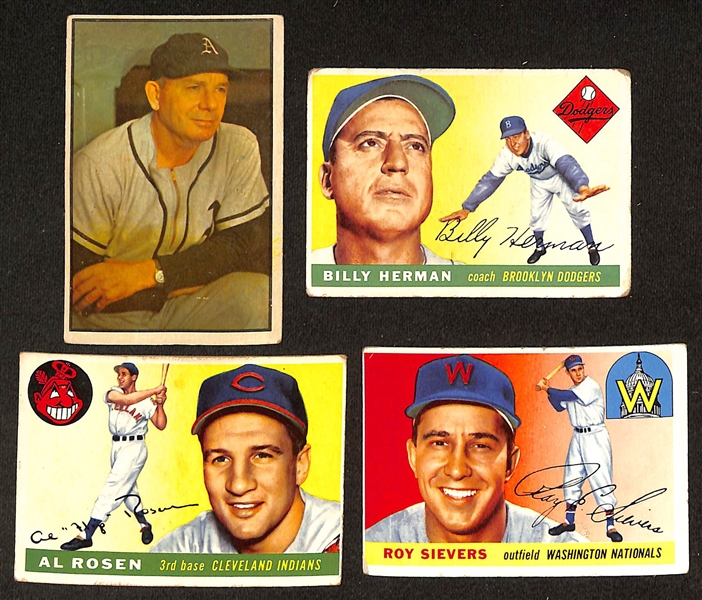 Lot of (100+) 1952-1956 Topps & Bowman Baseball Cards w. 1955 Topps Billy Herman & 1955 Topps Al Rosen