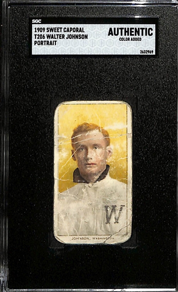 1909 Sweet Caporal Cigarettes Walter Johnson (HOF, Portrait) Graded SGC Authentic