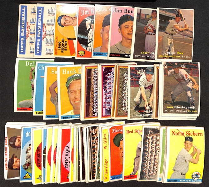 Lot of (90) 1957-1961 Topps Baseball Cards w. 1957 Nellie Fox & 1957 Early Wynn