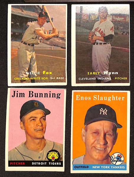Lot of (90) 1957-1961 Topps Baseball Cards w. 1957 Nellie Fox & 1957 Early Wynn