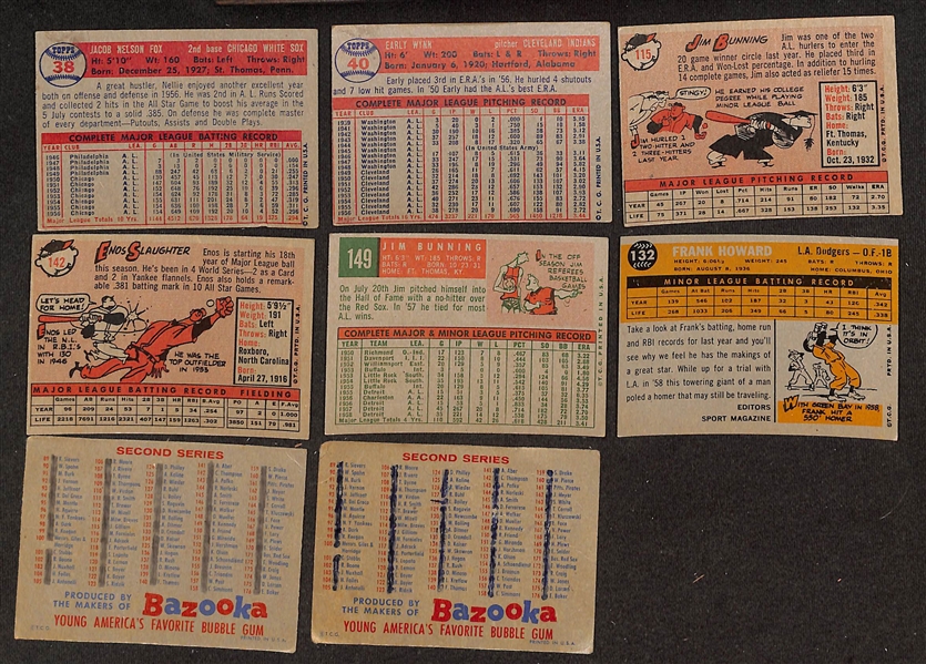 Lot of (90) 1957-1961 Topps Baseball Cards w. 1957 Nellie Fox & 1957 Early Wynn