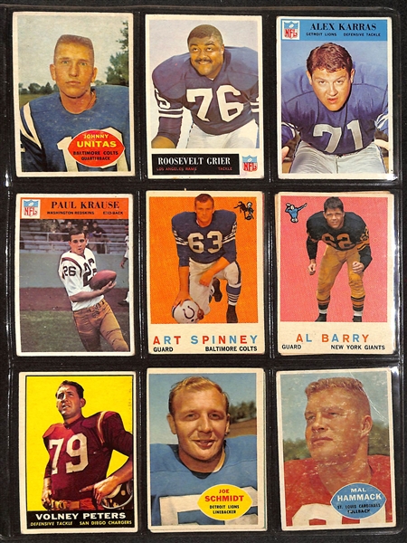 Lot of (70) 1960-1966 Football Cards w. 1960 Topps Johnny Unitas & (50) 1965 Donruss Spec Sheet Cards