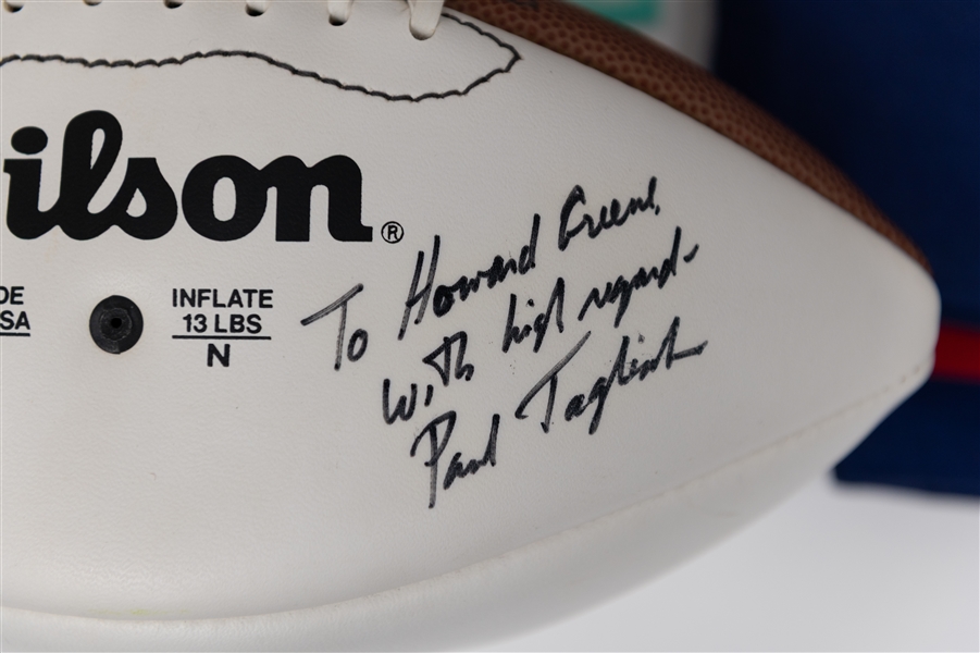 Lot of (7) Various Memorabilia Items from the Collection of Howard Greene w. a Signed Paul Tagliabue Football, + (JSA Auction Letter)