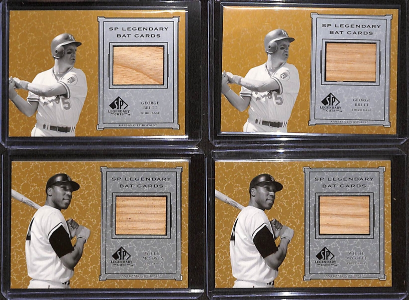 (24) 2001 Upper Deck Legendary Cuts Relic Cards w. (2) Brett, Reggie Jackson, (3) McCovey, Mazeroski, Hodges, B. Robinson, +