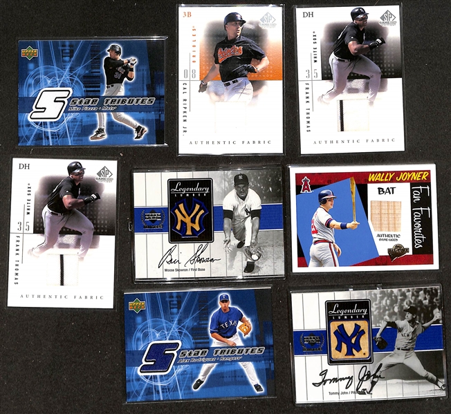 (31) Relic Cards w. Griffey Jr. (2000 UD Legends), Yogi Berra, R. Jackson, Gwynn, Palmer, Fingers, Ripken, Dent, Glavine, Schilling, +