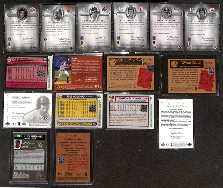 (41) Baseball Certified Autograph Cards w. Killebrew, Palmer, Stargell, Lynn, Murphy, Concepcion, Matt Williams, +