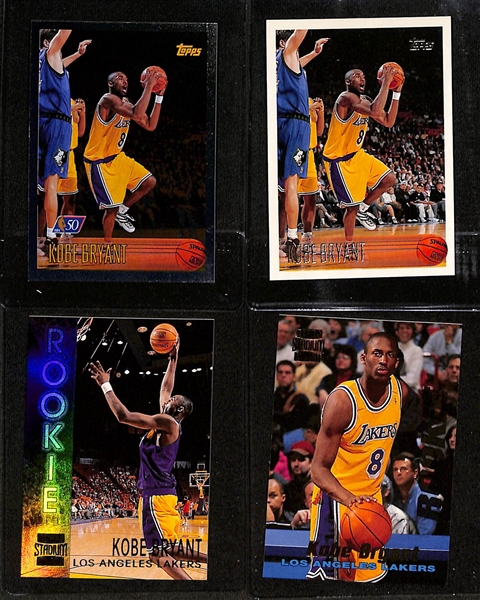 (8) Kobe Bryant Rookie Cards Inc. Topps Foil NBA 50, Topps, Fleer Metal, Fleer, Stadium Club R9 & R12, Hoops, Z-Force