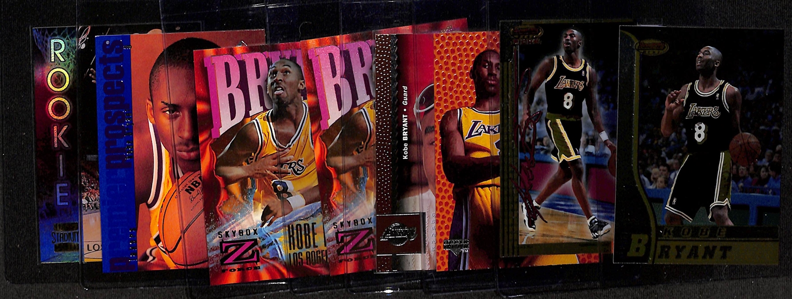 Kobe Bryant Rookie Lot w. Bowman's Best, Bowman's Best Picks, UD Exclusives, Upper Deck, SP, (2) Z-Force, Stadium Club #R9