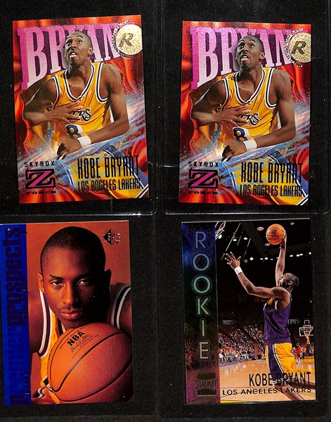 Kobe Bryant Rookie Lot w. Bowman's Best, Bowman's Best Picks, UD Exclusives, Upper Deck, SP, (2) Z-Force, Stadium Club #R9