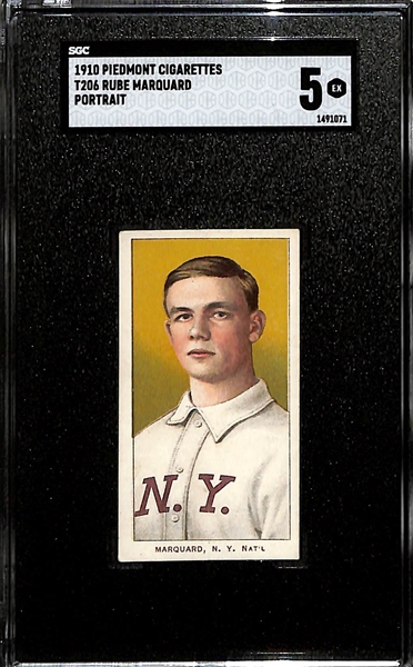High-Quality 1910 Piedmont Cigarettes Rube Marquard (HOF, Portrait) Graded SGC 5