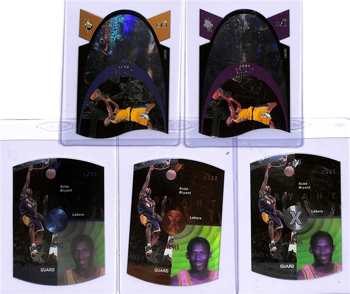 Kobe Bryant Lot w. (2) 1996-97 SPx Die-Cut Rookies (Gold & Purple) & (3) 1997-98 Die Cut Cards (Silver, Bronze, Blue)
