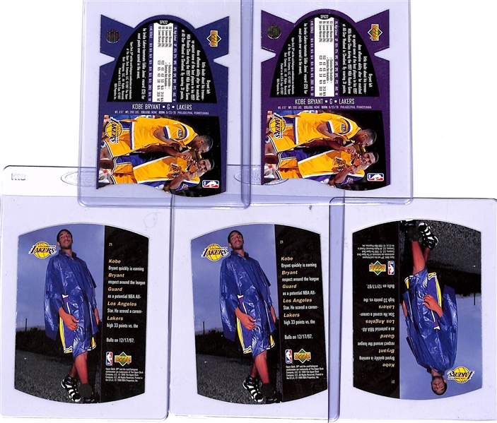 Kobe Bryant Lot w. (2) 1996-97 SPx Die-Cut Rookies (Gold & Purple) & (3) 1997-98 Die Cut Cards (Silver, Bronze, Blue)