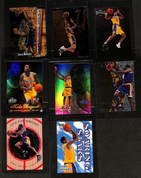 (17) Kobe Bryant Cards w. Many Inserts Inc. Hidden Gems, Quantum Leaps, Generations, TSC Chrome, All-Millenium, View to a Thrill, MVP Silver Script, Striking Distance, +