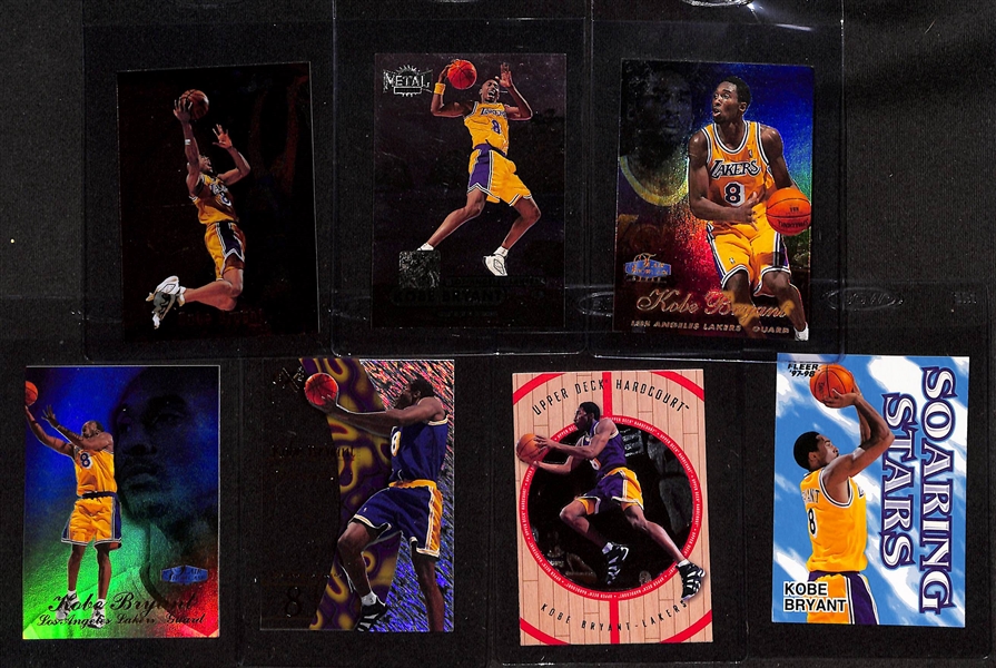 (17) Kobe Bryant Cards w. Many Inserts Inc. Hidden Gems, Quantum Leaps, Generations, TSC Chrome, All-Millenium, View to a Thrill, MVP Silver Script, Striking Distance, +