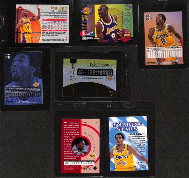 (17) Kobe Bryant Cards w. Many Inserts Inc. Hidden Gems, Quantum Leaps, Generations, TSC Chrome, All-Millenium, View to a Thrill, MVP Silver Script, Striking Distance, +