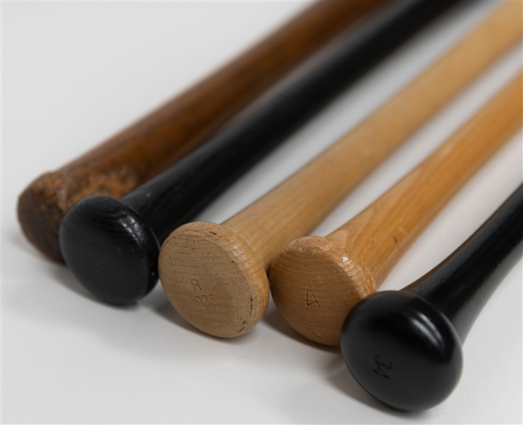 Lot of (5) Various Baseball Bats w. Signed Frank Thomas Black Bat (BAS)  & Babe Ruth 35 Bat
