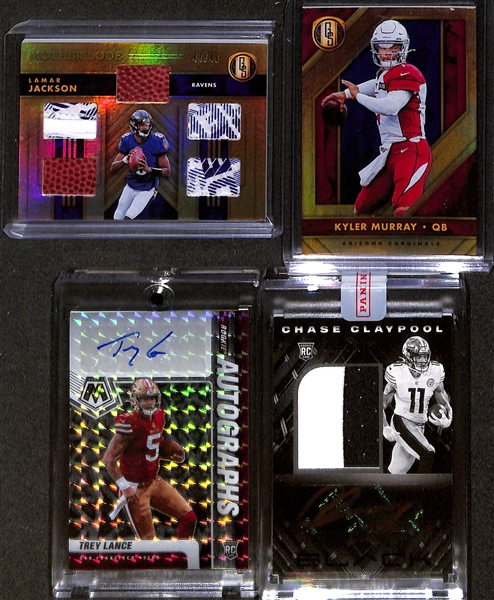 Lot of (10) Football Rookie, Relic, & Insert Cards w. 2020 Panini Black Tua Tagovailoa #/25 & 2021 Panini Black DK Metcalf #/15