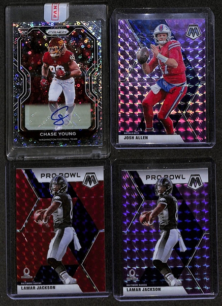 Lot of (10) Football Rookie, Relic, & Insert Cards w. 2020 Panini Black Tua Tagovailoa #/25 & 2021 Panini Black DK Metcalf #/15