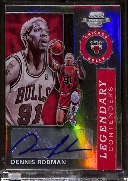 Lot of (2) 2019-20 Panini Contenders Optic Autograph Basketball Cards - Dwyane Wade & Dennis Rodman 