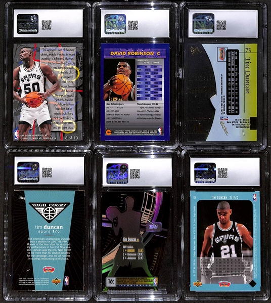 Lot of (6) CGC Graded Basketball Spurs Hall Of Famer Cards w. David Robinson & Tim Duncan