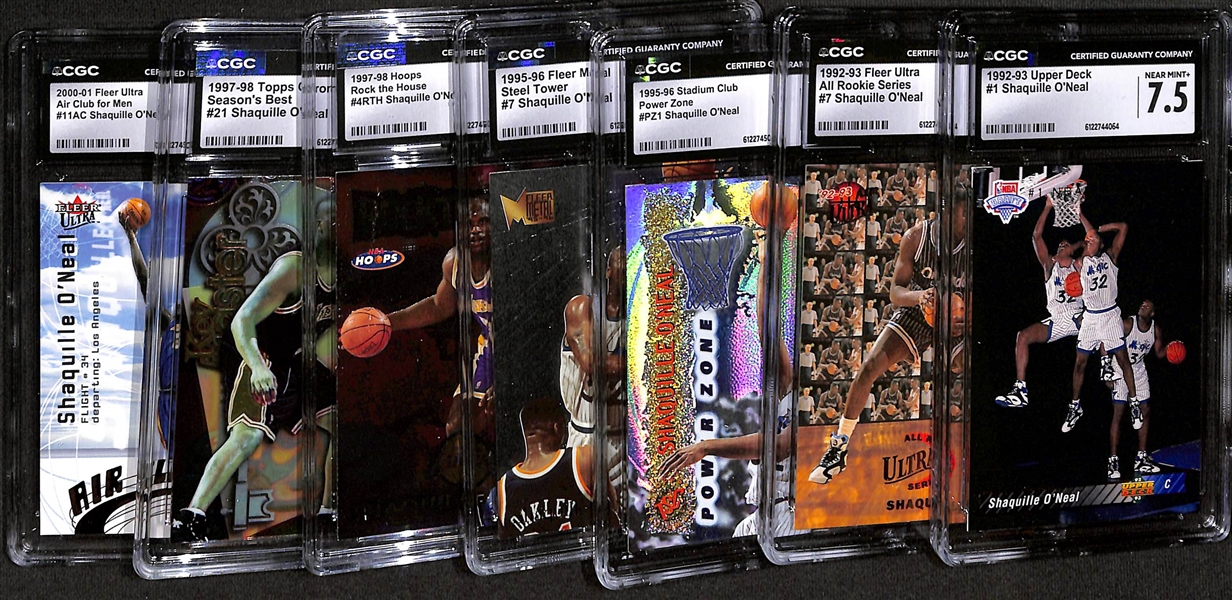 Lot of (7) CGC Graded Shaquille O'Neal w. 1992-93 Upper Deck #1 Rookie Card CGC 7.5, +
