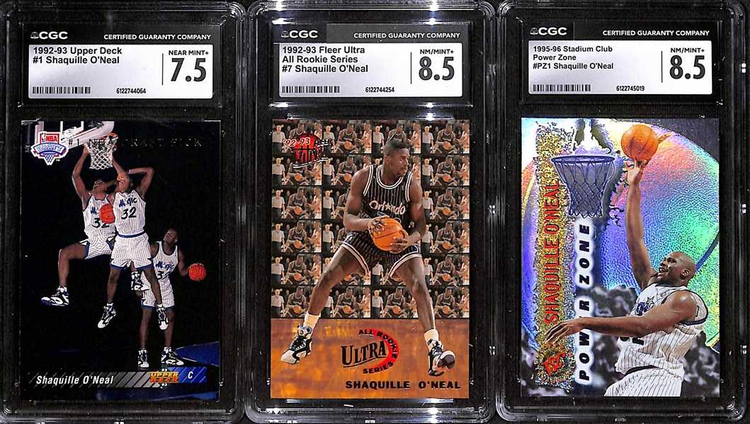 Lot of (7) CGC Graded Shaquille O'Neal w. 1992-93 Upper Deck #1 Rookie Card CGC 7.5, +