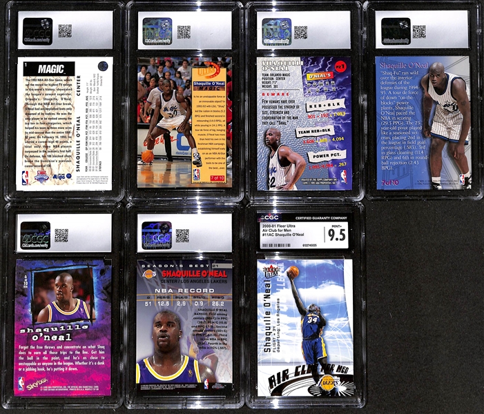 Lot of (7) CGC Graded Shaquille O'Neal w. 1992-93 Upper Deck #1 Rookie Card CGC 7.5, +