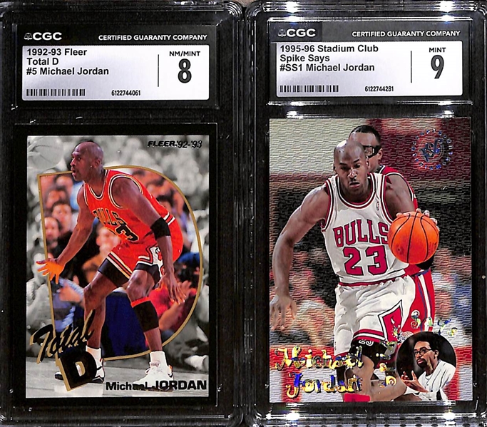 Lot of (4) CGC Graded Michael Jordan Basketball Cards w. 1992-93 Fleer Total D #5 CGC 8