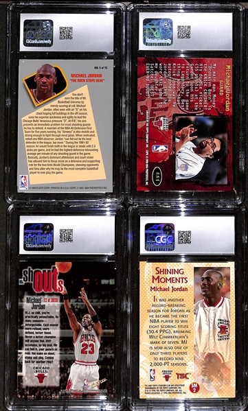 Lot of (4) CGC Graded Michael Jordan Basketball Cards w. 1992-93 Fleer Total D #5 CGC 8
