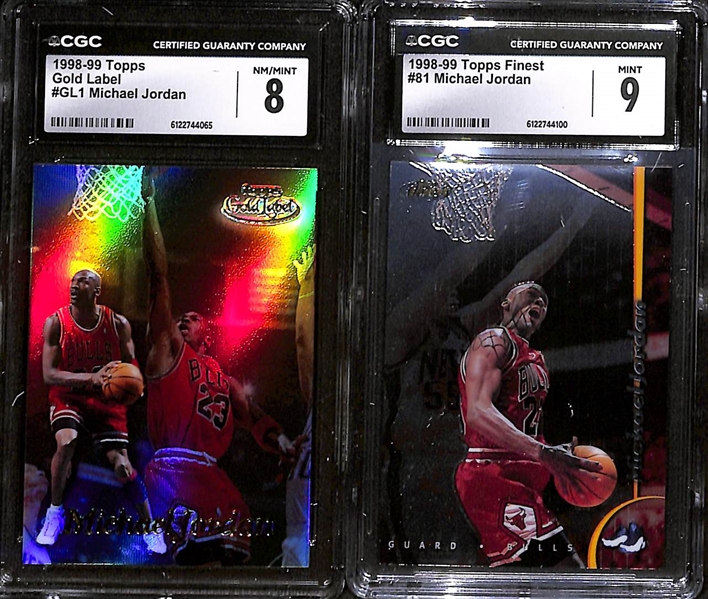 Lot of (5) CGC Graded Michael Jordan Basketball Cards w. 1998-99 Topps Gold Label CGC 8