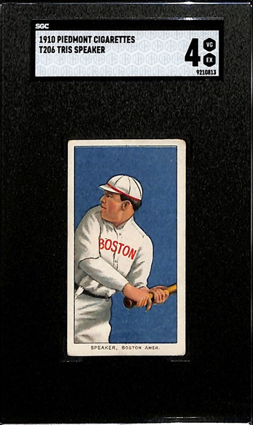 1910 T206 Piedmont Cigarettes Tris Speaker (HOF) Graded SGC 4