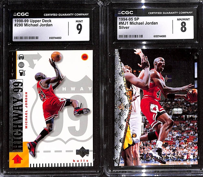 Lot of (5) CGC Graded Michael Jordan Basketball Cards w. 1998-99 Upper Deck #290 CGC 9