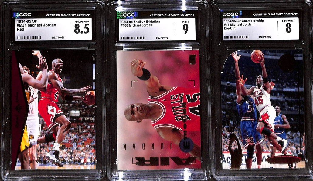 Lot of (5) CGC Graded Michael Jordan Basketball Cards w. 1998-99 Upper Deck #290 CGC 9