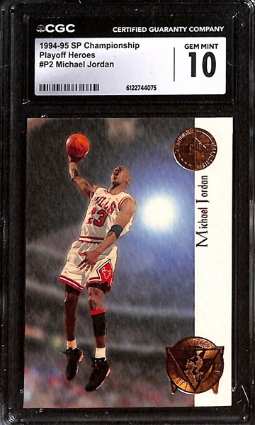 (3) CGC Graded Michael Jordan Basketball Cards w. 1994-95 SP Championship #P2 CGC 10, 1997-98 Metal Universe Championship #23 CGC 8.5, & 1997-98 SP Authentic #P1 CGC 7.5