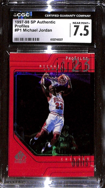 (3) CGC Graded Michael Jordan Basketball Cards w. 1994-95 SP Championship #P2 CGC 10, 1997-98 Metal Universe Championship #23 CGC 8.5, & 1997-98 SP Authentic #P1 CGC 7.5