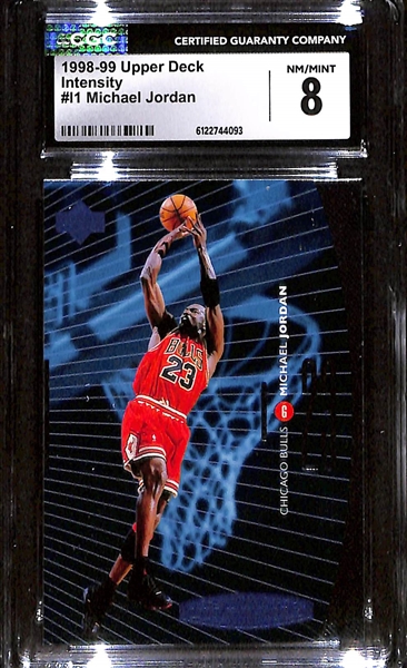 (3) CGC Graded Michael Jordan Basketball Cards w. 1993-94 UD SE #G11 CGC 8.5, 1997-98 Fleer Ultra #1SP CGC 9, & 1998-99 UD #I1 CGC 8