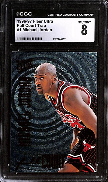 (3) CGC Graded Michael Jordan Basketball Cards w. 1996-97 Fleer Ultra #1 CGC 8, 1999-00 UD #NS30 CGC 8, & 1993-94 UD Special Edition #USA5 CGC 9