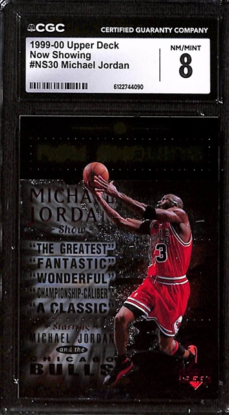 (3) CGC Graded Michael Jordan Basketball Cards w. 1996-97 Fleer Ultra #1 CGC 8, 1999-00 UD #NS30 CGC 8, & 1993-94 UD Special Edition #USA5 CGC 9
