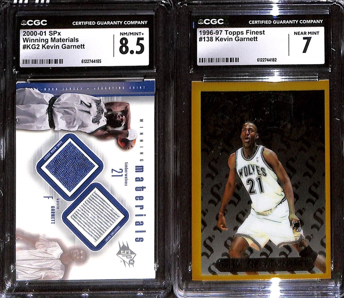 Lot of (5) CGC Graded Kevin Garnett Basketball Cards w. 1997-98 Metal Universe Titanium CGC 9