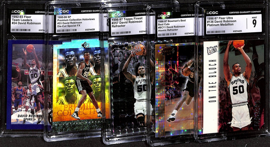 Lot of (5) David Robinson CGC Graded Basketball Cards w. 1996-97 Fleer Ultra #136 CGC 9