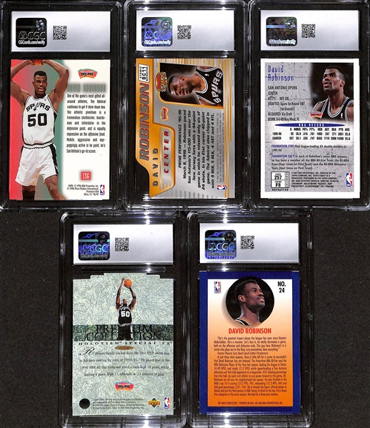 Lot of (5) David Robinson CGC Graded Basketball Cards w. 1996-97 Fleer Ultra #136 CGC 9
