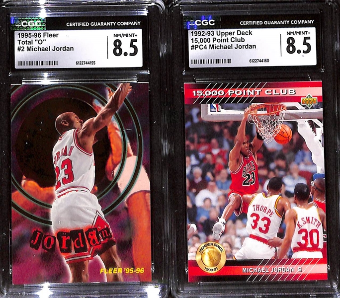 Lot of (4) CGC Graded Michael Jordan Basketball Cards w. 1997-98 Fleer Decades of Excellence #5 CGC 9