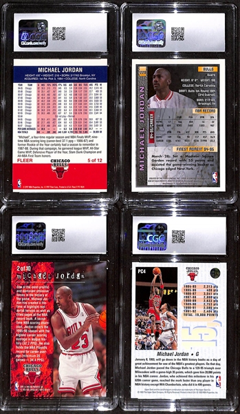 Lot of (4) CGC Graded Michael Jordan Basketball Cards w. 1997-98 Fleer Decades of Excellence #5 CGC 9