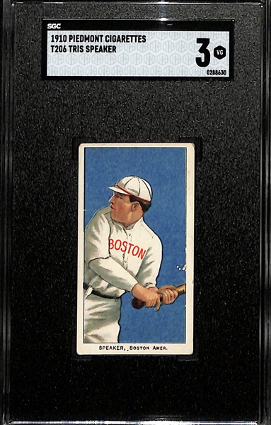 1910 T206 Piedmont Cigarettes Tris Speaker (HOF) Graded SGC 3