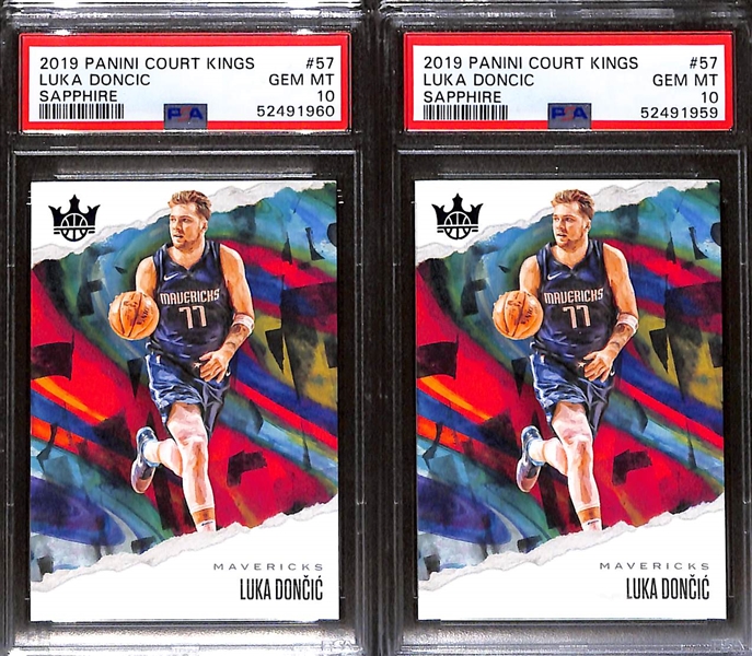 Lot of (3) 2019-20 Luka Doncic Basketball Cards - Court Kings (PSA) & Contenders Optic
