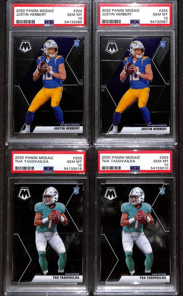 Lot of (7) PSA Graded 2020 Panini Rookie Quarterback Cards w. (3) 2020 Panini Mosaic Joe Burrow PSA 10 - ALL Gem MT 10s!!