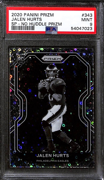Lot of (3) 2020 Panini PSA Graded Football Cards w. 2020 Panini Prizm Joe Burrow SP-No Huddle Prizm PSA 9