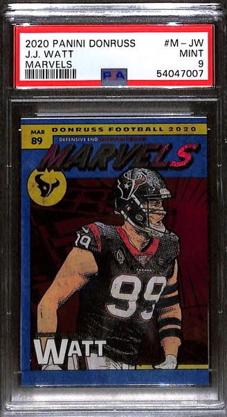 Lot of (3) 2020 Panini PSA Graded Football Cards w. 2020 Panini Prizm Joe Burrow SP-No Huddle Prizm PSA 9