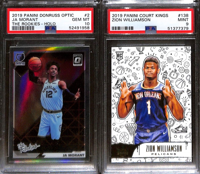 Lot of (5) 2019 Panini PSA-Graded Basketball Cards w. Panini Court Kings LeBron James Aurora PSA 8.5